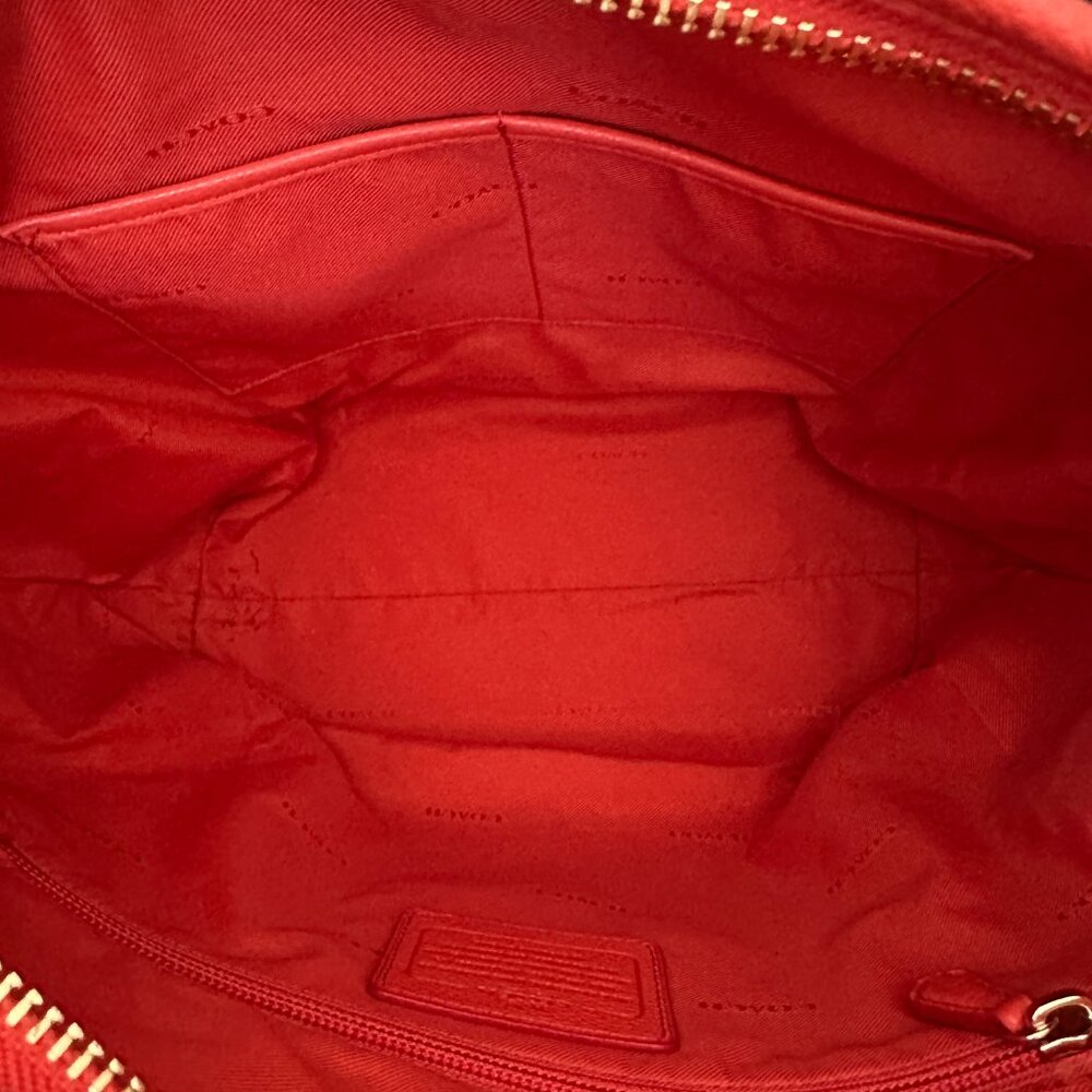 Coach Large Orange-Red Leather Shoulder Bag 35775 - Picture 11 of 16